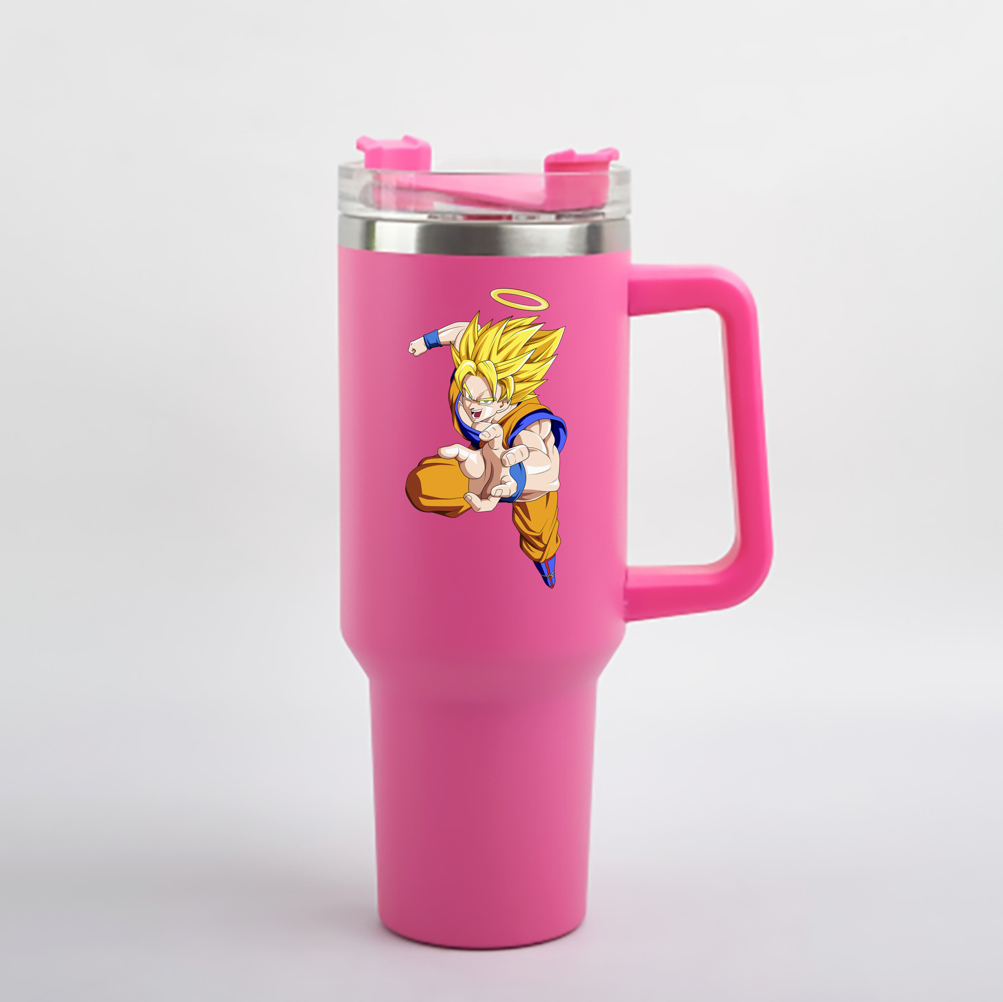（画像用） ドラゴンボール 孫悟空（そん ごくう）Son Goku カカロット DRAGON BALL Kakarotto 1200mL車用タンブラー - クリスタルステッカー（プラスチックストロー付き）